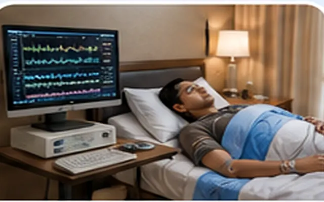 Polysomnography sleep study for obstructive sleep apnoea