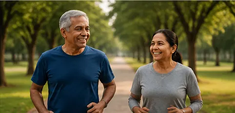 Couple walking comfortably outdoors after treatment