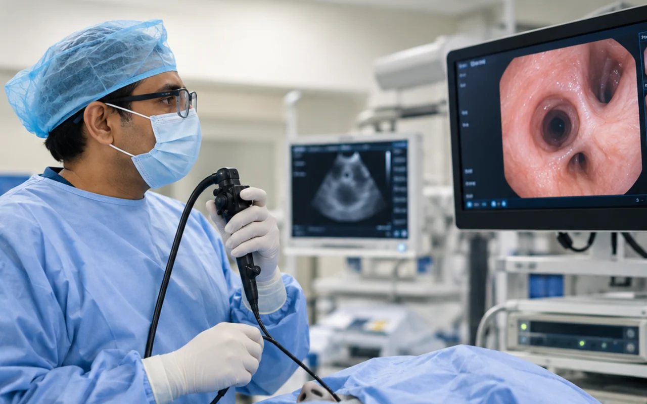 Interventional pulmonology bronchoscopy and EBUS at Lung Care, Coimbatore