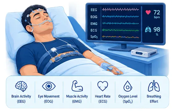 Overnight sleep study in the lab