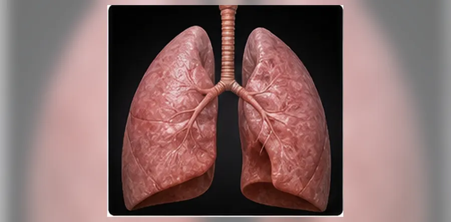 Illustration of normal lung anatomy with healthy air sacs