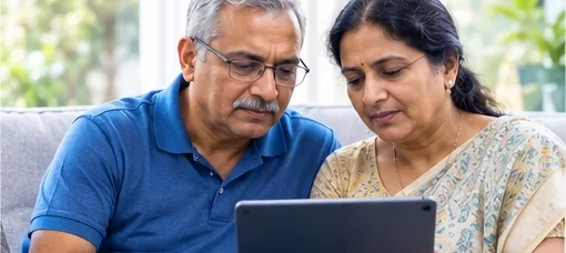 Patient reading an illustrated lung health guide at the clinic
