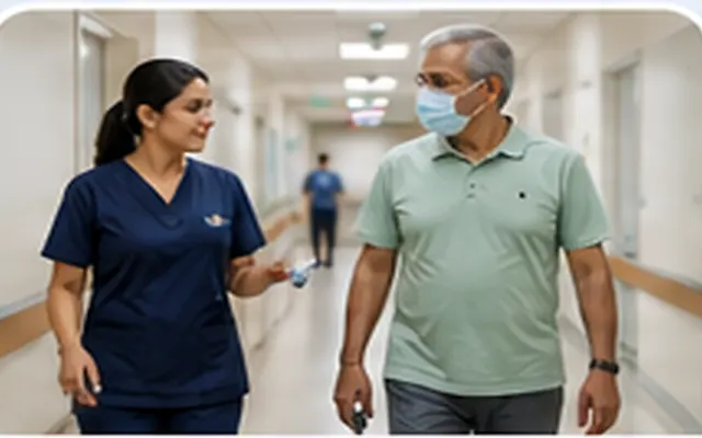 Six-minute walk test and oxygen assessment with a patient